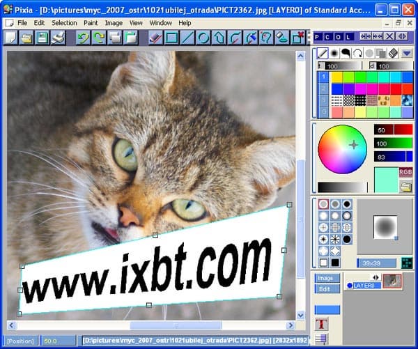Добавление текста на изображения в Pixia