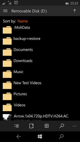 Предварительный обзор Windows 10 Mobile. Скриншоты. Файловый менеджер