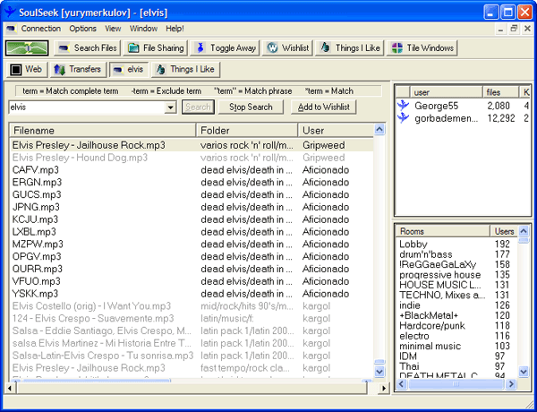 Рабочее окно Soulseek