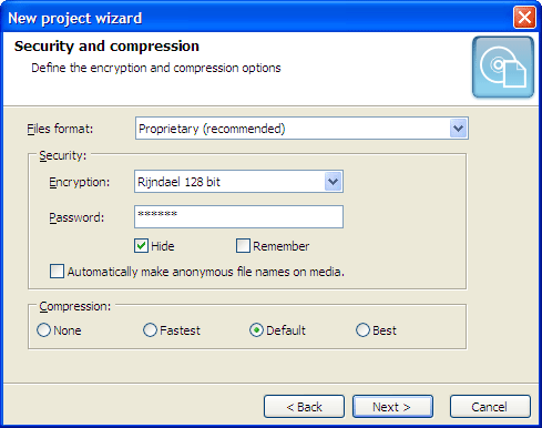 Создание проекта резервного копирования в Ace Backup