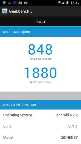 Обзор Gionee Elife E7. Скриншоты. GeekBench 3