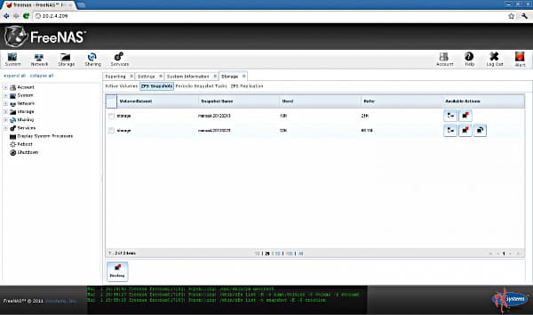 Вид вебгуя FreeNAS 8 Вид вебгуя FreeNAS 8