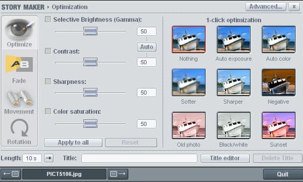 PhotoStory on CD & DVD, управление многими опциями слайд-шоу с помощью Story Maker