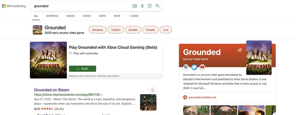 Microsoft позволяет запускать игры прямо из поисковой системы Bing