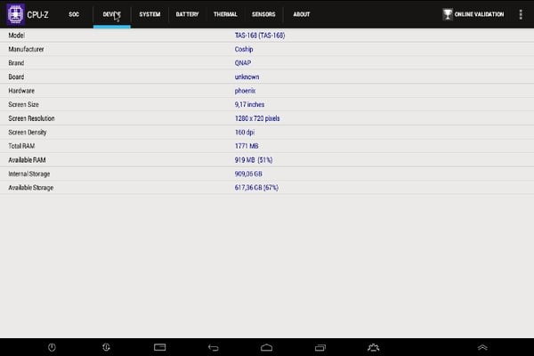 Интерфейс Android в QNAP TAS-168