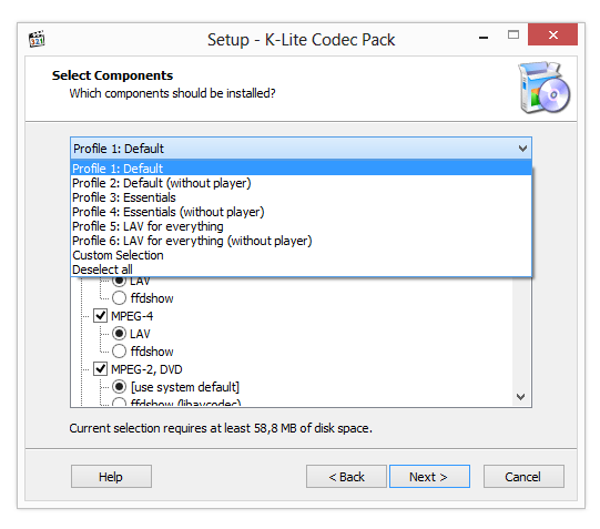 Выбор профиля установки