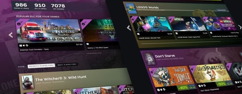 В лабораторию Steam ввели раздел с предложением дополнений для игр, которыми владеет пользователь