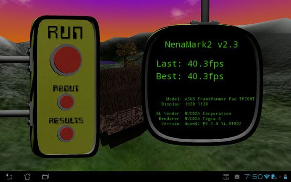 Скриншот Nenamark2, снятый на ASUS Transformer Pad Infinity