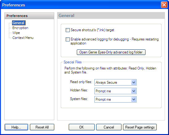 Настройки Genie Eyes-Only