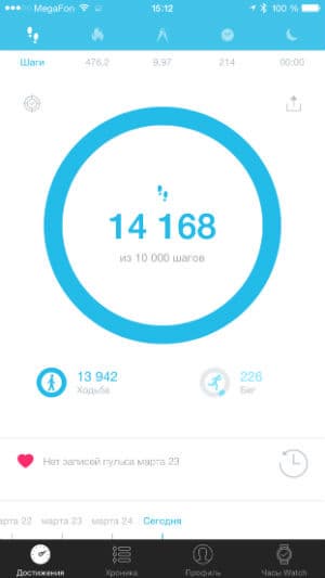 Скриншот смартфонного приложения OneTouch Fit