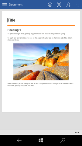 Предварительный обзор Windows 10 Mobile. Скриншоты. Word
