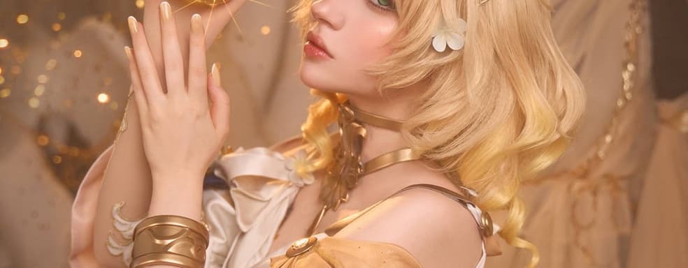 Золотая пряжа: фанатка показала косплей Аглаи из игры Honkai: Star Rail