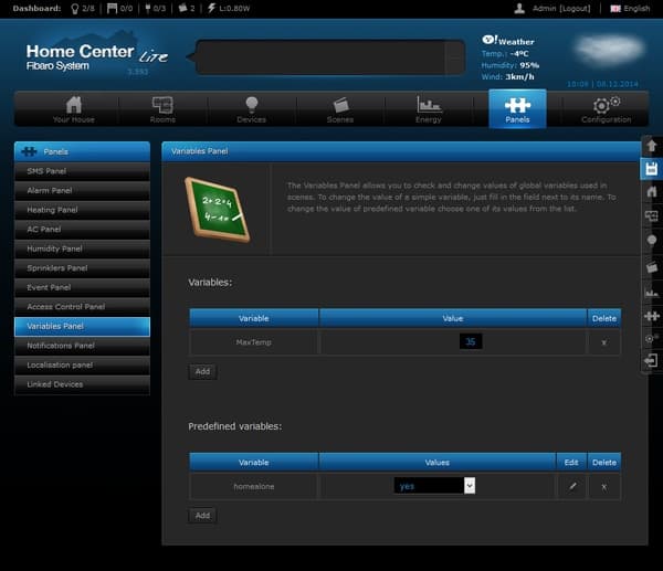 Интерфейс настройки Fibaro Home Center Lite Интерфейс настройки Fibaro Home Center Lite