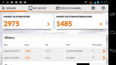 Обзор Fly IQ444 Diamond 2. Скриншоты. 3DMark, Ice Storm