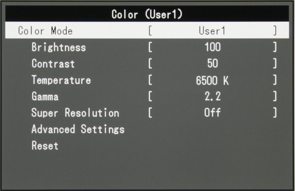 ЖК-монитор Eizo FlexScan EV3237, меню установок
