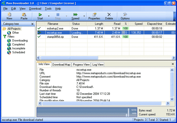 Главное окно Mass Downloader