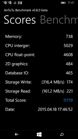 Обзор Microsoft Lumia 640. Скриншоты. AnTuTu