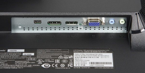 ЖК-монитор ViewSonic VG2753, разъемы