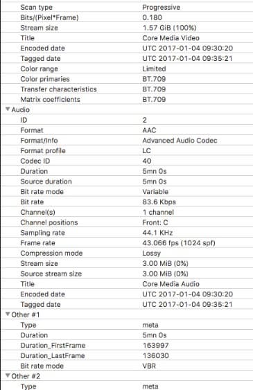 Скриншот программы Mediainfo