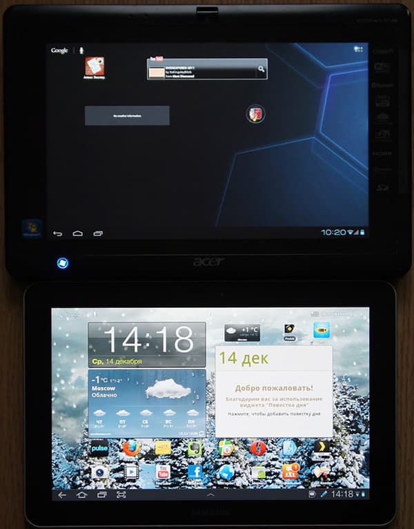рабочий стол Android 4.0 и 3.0