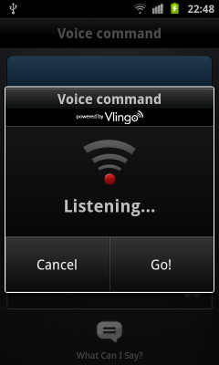Обзор Samsung Galaxy S II. Скриншоты. Голосовое управление: Получение команды