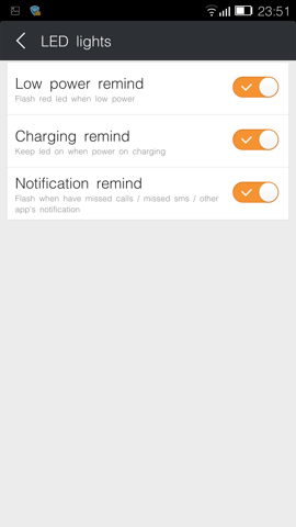 Обзор Gionee Elife E7. Скриншоты. Настройки LED-индикатора