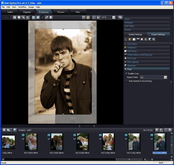 Кадрирование в DxO Optics