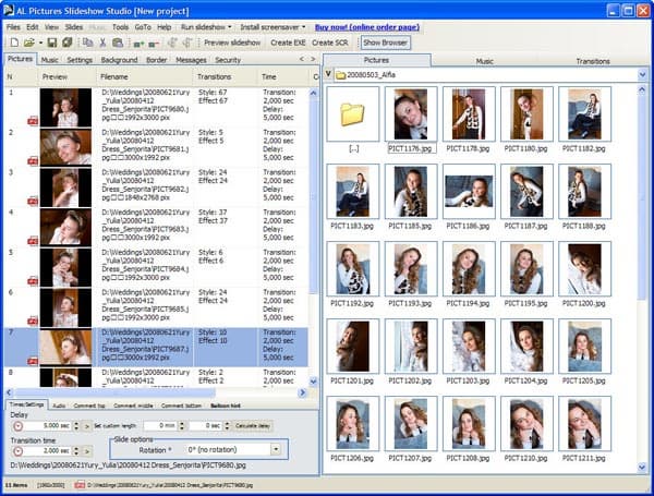 Рабочее окно AL Pictures Slideshow Studio
