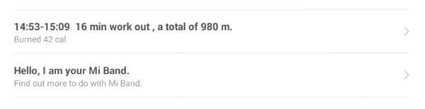 Скриншот приложения Xiaomi Mi Band