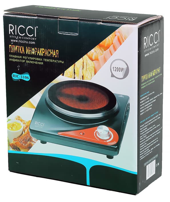 Одноконфорочная настольная плита Ricci RIC-3106 с инфракрасным нагревом