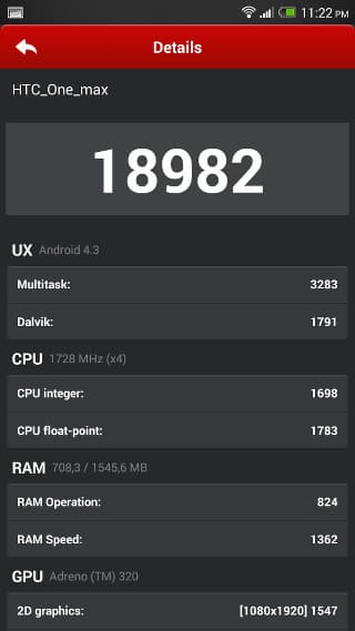 Производительность HTC One max