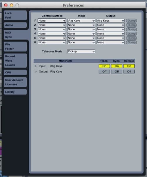 Подключение iRig Keys в Ableton Live