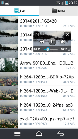 Обзор Pantech Vega Iron. Скриншоты. Окошко видеоплеера