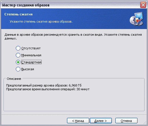 Степень сжатия образа
