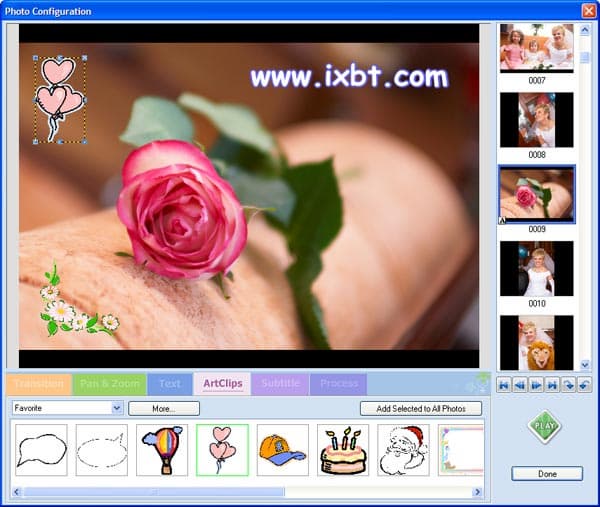 Настройка показа отдельных фотографий в альбоме Wedding Album Maker Gold
