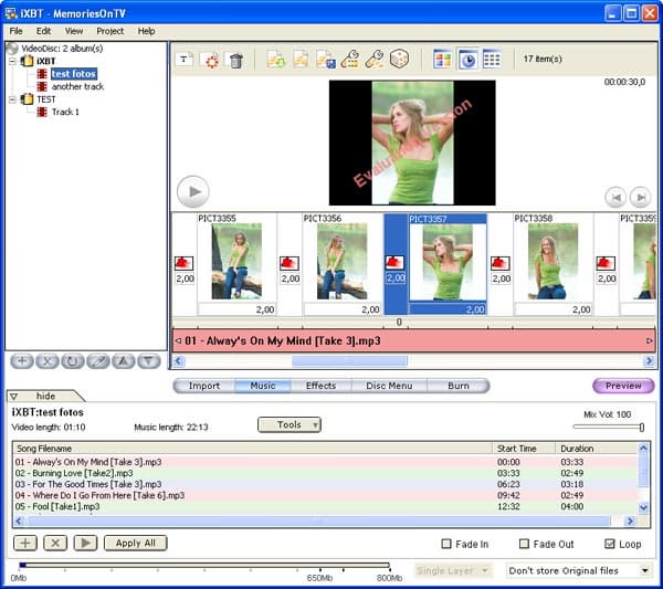 Добавление музыки в проект Memories On TV