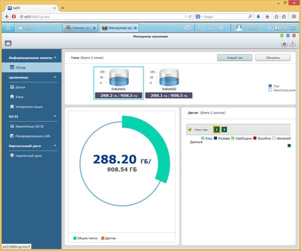 Интерфейс QNAP TS-251 Интерфейс QNAP TS-251