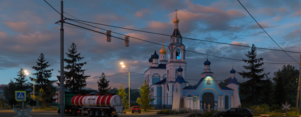 Соборы, церкви и нереалистичные дороги — скриншоты дополнения «Сердце России» для Euro Truck Simulator 2