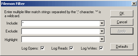 Настройка фильтра FileMon