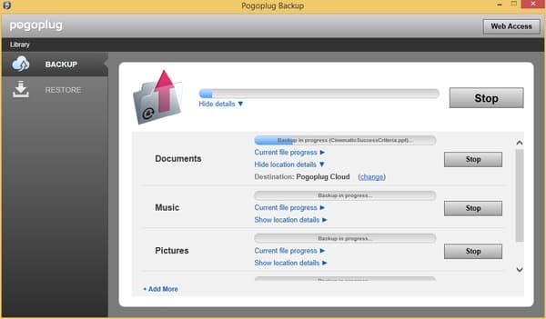 Интерфейс утилиты Pogoplug Backup