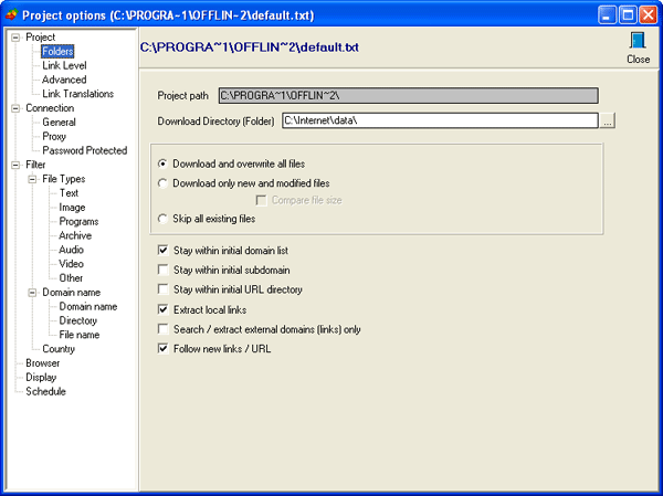 Свойства проекта Offline Downloader