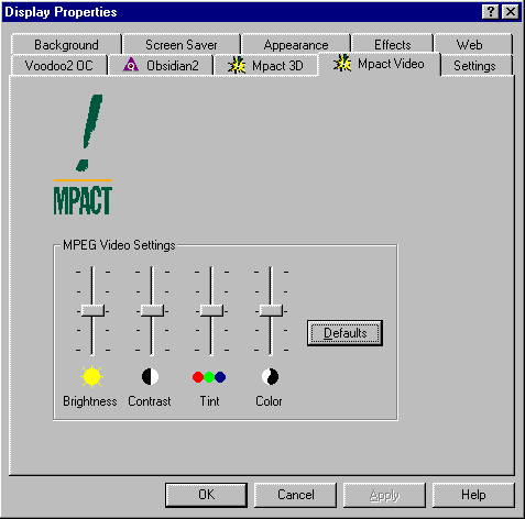 Display properties / Mpact Video