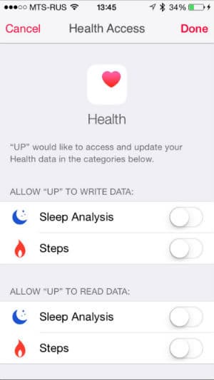 Скриншот приложения Jawbone Up