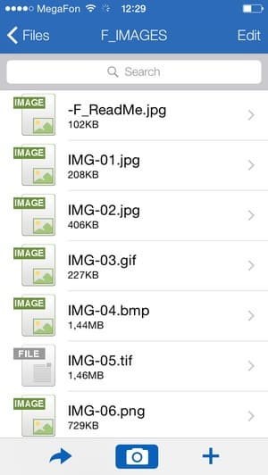 Интерфейс утилиты Pogoplug на iOS