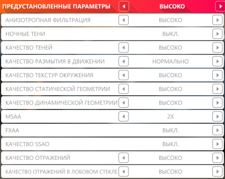 Высокие (High) настройки