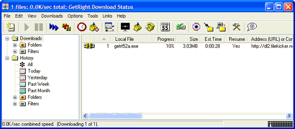 Главное окно GetRight