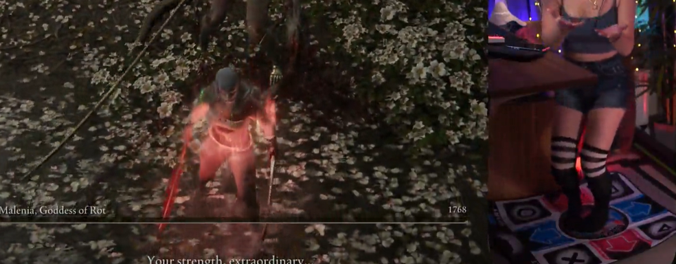 Стримерша одолела Малению из Elden Ring на танцевальном коврике, потратив 553 попытки