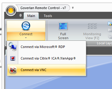 Типы подключения в Goverlan Remote Control