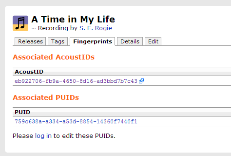 Информация о AcoustID на сайте musicbrainz.org