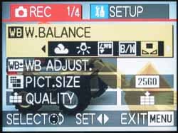 Меню Panasonic DMC-LC1